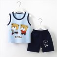thumbnail image 2 of NIEWTR Toddler Baby Boys Outfit Sleeveless Vest Tank Tops Casual Shorts Sets 2PCS Summer Baby Clothes & Dailywear Set Boys Pajamas Baby Boy Gift(Sky Blue,3-4 Years), 2 of 4