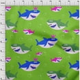 thumbnail image 4 of oneOone Viscose Chiffon Green Fabric Shark Print Kids Craft Projects Decor Fabric Printed By The Yard 42 Inch Wide, 4 of 6