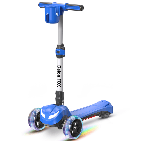 Electric Scooter for Kids Ages 3-8,3 Wheel Electric Toddler Scooters with Flash Wheels, LCD Screen, Thumb Throttle, 3 Adjustable Heights, 5MPH Speed, Foldable Kids Electric Scooter for Boys Girls