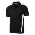 thumbnail image 5 of Mens PosiCharge Micro-Mesh Colorblock Polyester Polo Black/ White Medium, 5 of 8
