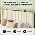 thumbnail image 4 of Einfach Queen Bed Frame, Upholstered Platform Bed with Wingback Headboard, No Box Spring Required, Cream White, 4 of 9