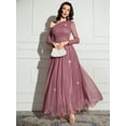 thumbnail image 5 of Dusty Purple Asymmetrical One Shoulder Long Sleeve Sparkly Maxi Dress For Women, 5 of 6