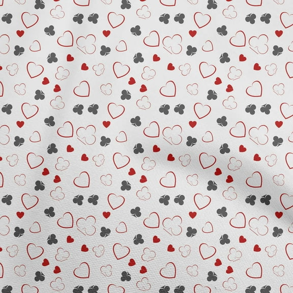 oneOone Polyester Spandex Red Fabric Poker Card Sewing Craft Projects Fabric Prints By Yard 56 Inch Wide