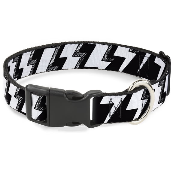 Buckle-Down Pet Collar, Dog Collar Plastic Buckle, Lightning Bolts Sketch Black White, 7 to 8.5 Inches 0.5 Inch Wide