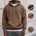 thumbnail image 6 of Men's Classic Solid Fleece Pullover Hoodie, Drawstring Hooded Sweatshirt with Kangaroo Pocket, for Fall Winter Daily Casual Wear Brown M, 6 of 6