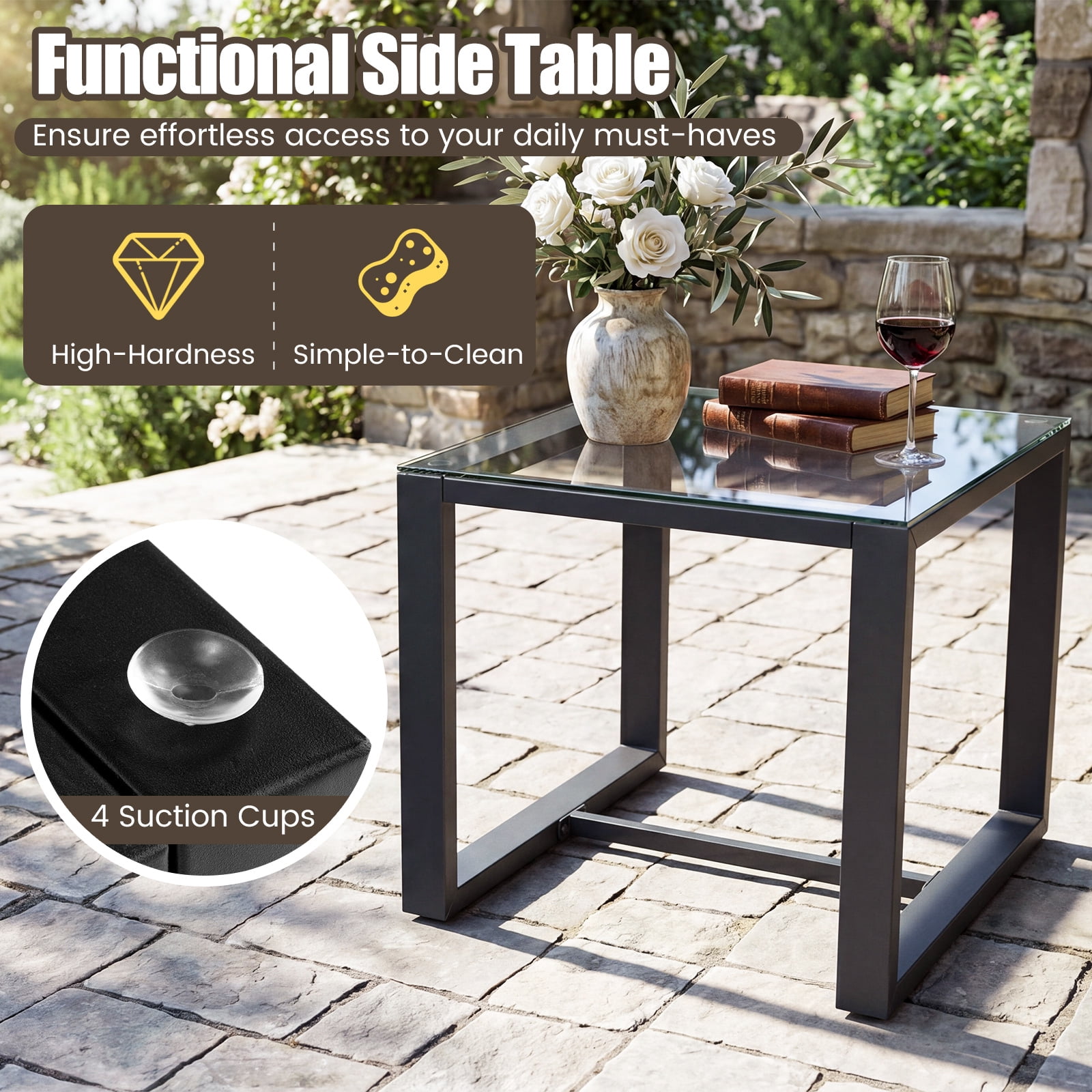 Costway Outdoor Furniture Set, Patio Rattan Conversation Set for Balcony,Porch, Backyard Mix Brown + Black