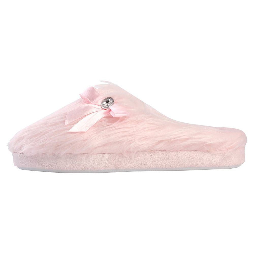 BPC Women's Mila Fringe Plush Memory Foam Slippers Winter Warm Slip on Scuff Clogs