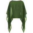 thumbnail image 5 of Women's Trendy Chiffon Capelet Batwing Sleeves Elegant Flowy Evening Wedding Shawl Wrap Sheer Mesh Asymmetric Hem Summer Sun Protection Cover Up Lightweight Beach Vacation Outfits, Green One Size, 5 of 5