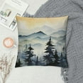 thumbnail image 2 of Creowell  Forest Throw Pillow Cushion Case , Watercolor Painting of Nature Landscape Hazy Mountains and Pine Trees, Modern Accent Double-Sided Digital Printing, 2 of 5