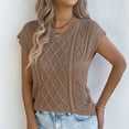 thumbnail image 4 of Hxlamzoo Women's Cable Knit Sleeveless Blouse Round Neck Loose Fit Casual Summer Knitted Tops, 4 of 8