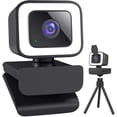 thumbnail image 1 of 1080P Fixed Focus Camera with Ring Light, Camera with Microphone, 1080P Computer Camera, Privacy Shield, Tripod, 1 of 6
