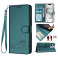 thumbnail image 2 of Phone Case for iPhone 13 Pro Max Wallet Case Cat Pattern PU Leather Case with [RFID Blocking] Card Slots Kickstand Shockproof Magnetic Flip Cover, Green, 2 of 7