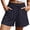 DARKBLUE, variant on Womens Linen Shorts&nbsp;Summer Ruffle Waist Drawstring Wide Leg Pants with Pockets Casual Vacation Flowy Shorts L