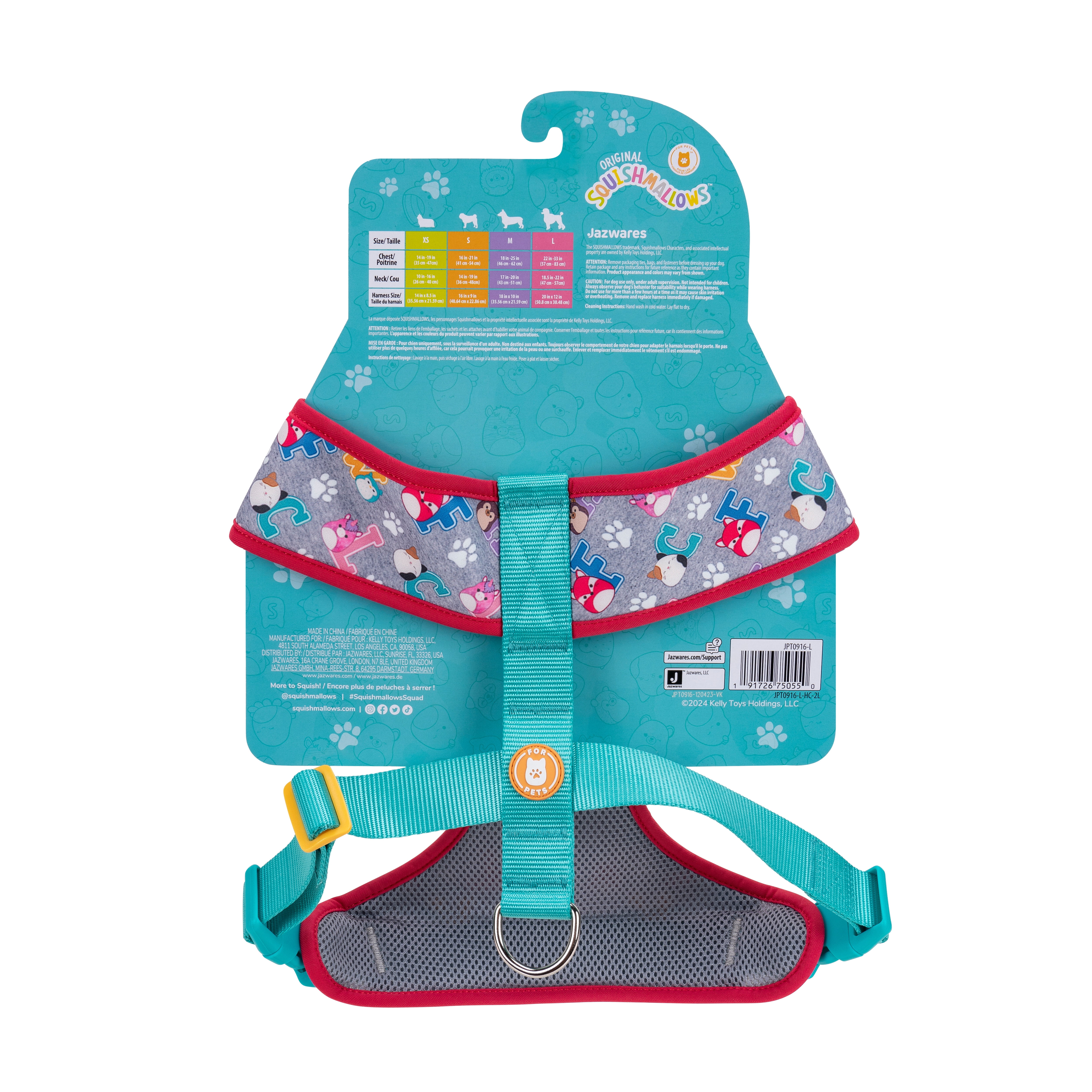 Squishmallows Original Squad Goals Pet Harness (Small) - Official Jazwares Pets Apparel