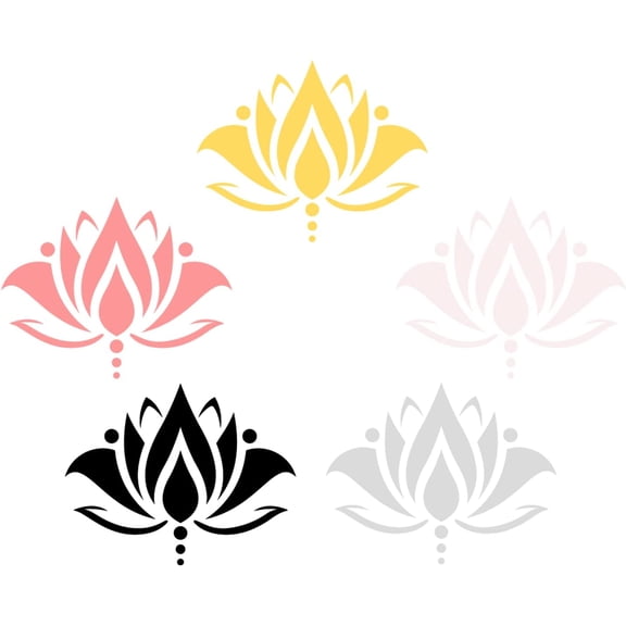 5pcs Colorful Lotus Wall Sticker 5 Colors Lotus Flowers PVC Wallpapers Removable Wall Art Self-Adhesive for Room Car Kettle Decoration