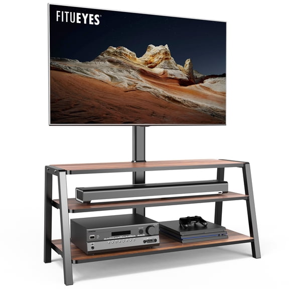 FITUEYES 3-Tier Floor TV Stand for 37-70 Inch TVs Entertainment Center Stand with Storage-Height Adjustable TV Console Stands