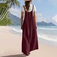 thumbnail image 4 of ZQUUVOU Women's Jumpsuit Casual Solid-Color Button Pocket Long Trousers(Burgundy,S), 4 of 7