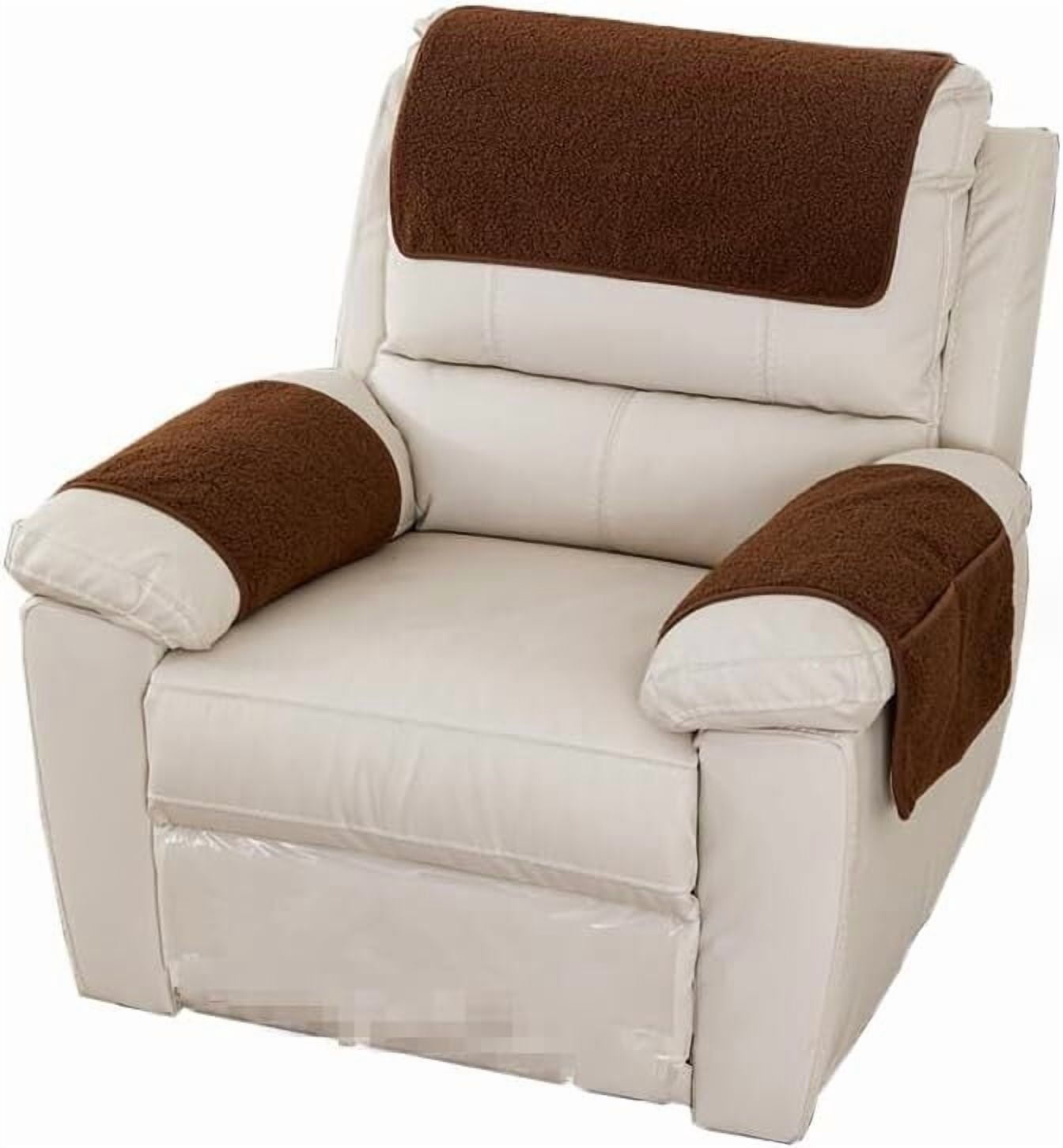 3 Pcs/Set Recliner Covers Armrest Covers for Recliner Chair with Storage Pockets Headrest Cover for Sofa Recliner Protector