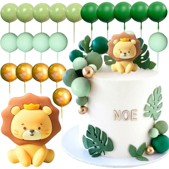 Forest Theme Natural Color Cake Decoration Set - Animal-shaped Spherical Leaf Multi-component Baking Accessories