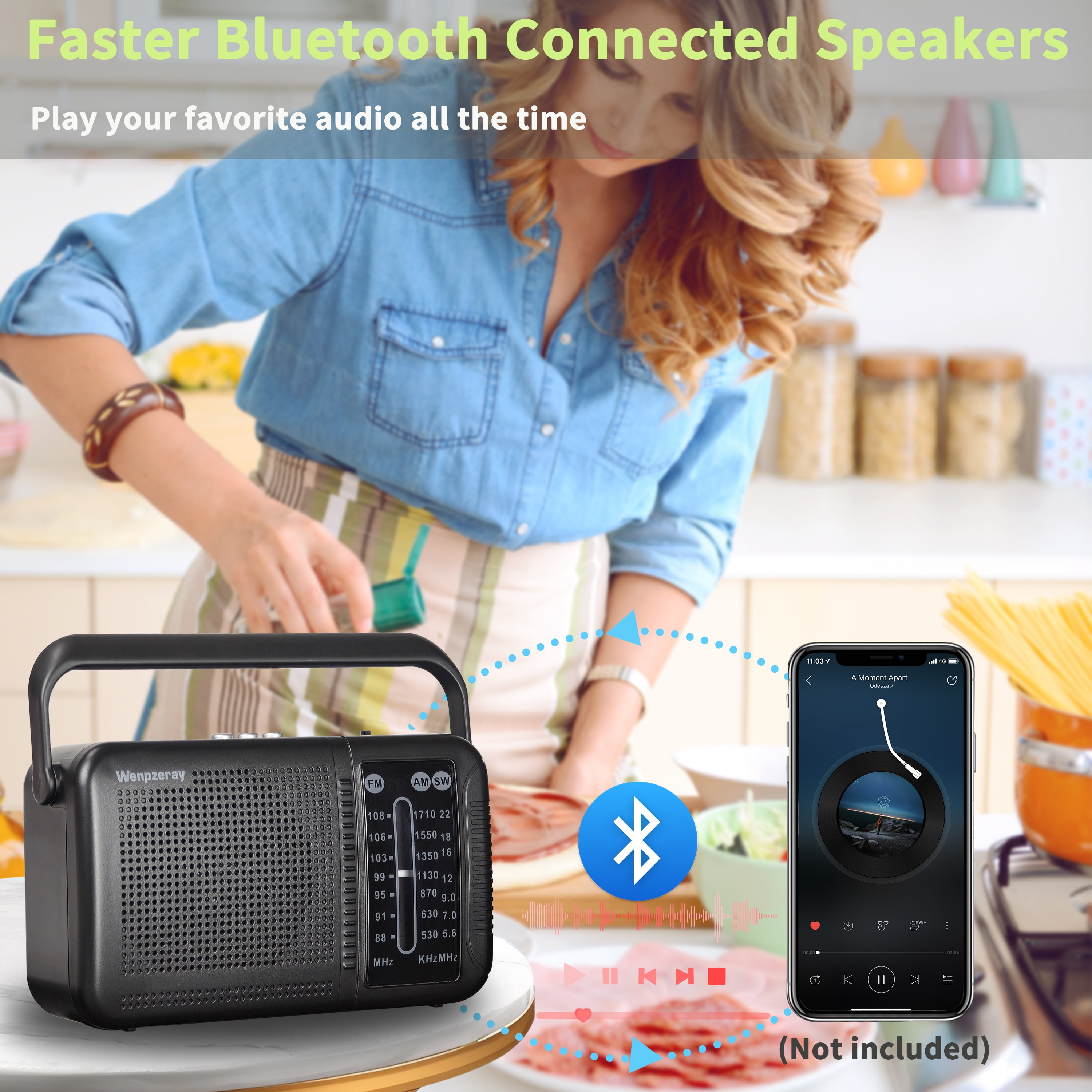 Shortwave AM FM Radio, Retro Receiver Bluetooth Speaker Great Reception, Support TF Card/USB Play, Large Dial Battery Powered Easy to Use for Friend Seniors Elderly (Black)