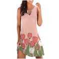 thumbnail image 2 of mtvxesu Robes pour Filles, Robe Débardeur d'Été Décontractée Ample à Imprimé Floral pour Femmes, Robe de Plage Ajourée Sans Manches, Robes Midi, 2 of 5