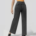 thumbnail image 6 of WTOBBY Women's High Waisted Wide Leg Stretch Jeans, Baggy Loose Straight Leg Denim Pants for Summer, Comfortable and Fashionable Trousers with Elastic Waist,Dark Gray M, 6 of 7
