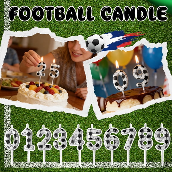 `Soccer DecorationsforParty, BlackandWhite Party Decorations, 3inCandle Topper, Birthday Cake Topper, Soccer Themed Party Favors, Sports Birthday Party Decorations, Birthday