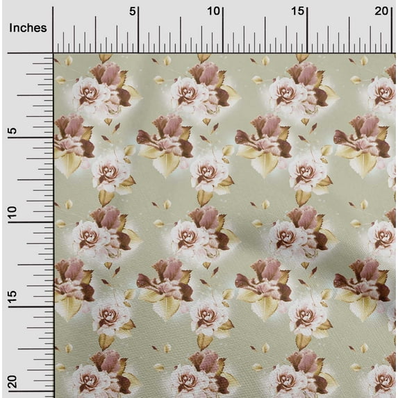 oneOone Cotton Jersey Beige Fabric Florals Fabric For Sewing Printed Craft Fabric By The Yard 58 Inch Wide