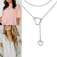 thumbnail image 2 of Long Necklace for Women with Heart Drops Versatile Necklace with Heart Accent Unique Clavicle Chain Adornment, 2 of 9