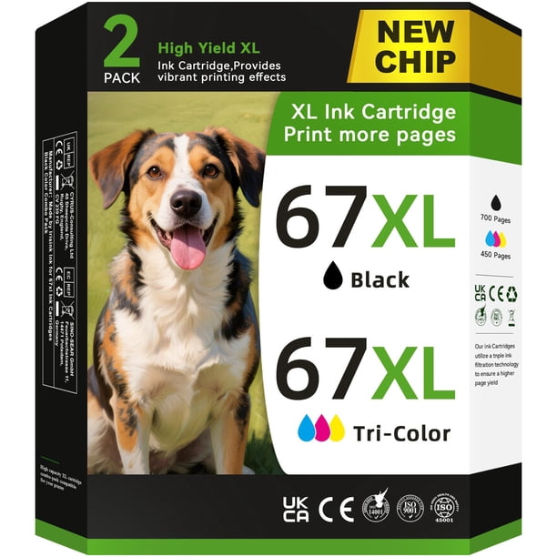 Cartuchos de Tinta NVN 67XL Paquete Combo Negro/Color para HP 67