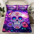 thumbnail image 2 of Manfei Abstract Floral Skull Twin Sheet Sets 3pcs for Female Men Women,Gothic Style Twin Fitted Sheet Microfiber,Chic Flowers Breathable Flat Sheet,Super Cozy Room Decor, 2 of 6