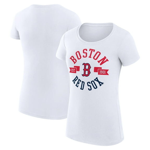 Women's G-III 4Her by Carl Banks White Boston Red Sox Super-Slim Fit Lightweight City Graphic T-Shirt