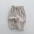 thumbnail image 2 of CPNG Newborn Infant Toddler Baby Girls Boys Striped Casual Sweatpants Cotton Elastic High Waist Baggy Joggers(Beige,6-12 Months), 2 of 4