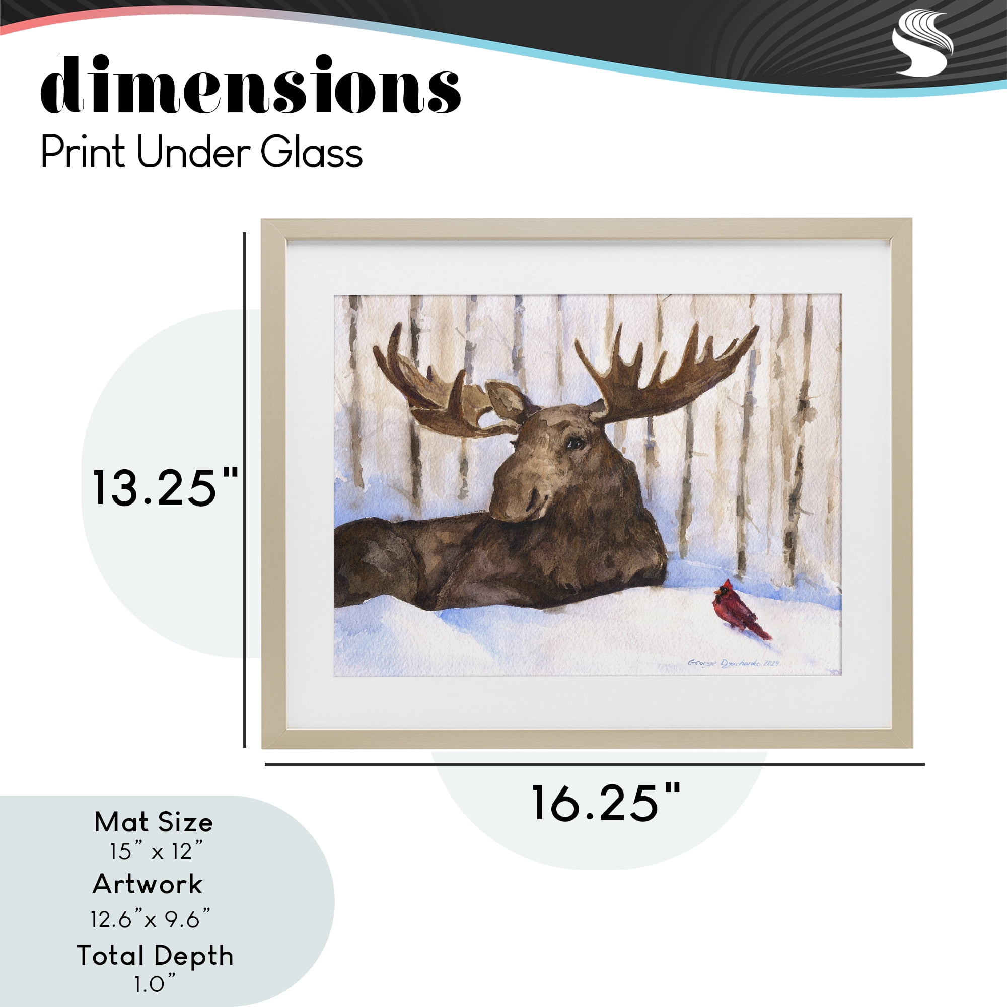 Stupell Industries Moose & Red Cardinal Birch Framed Print Under Glass, design by George Dyachenko