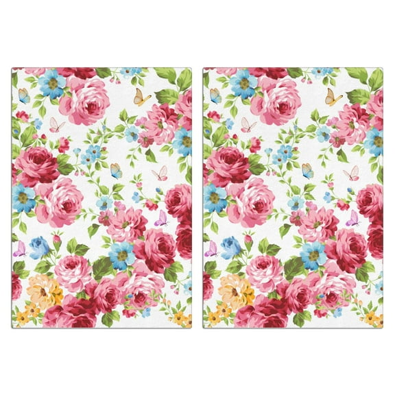 Flowers and Plants Kitchen Towels Set Of 2, Absorbent and Soft Dish Towels for Farmhouse Decor, Country Kitchen.