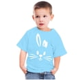 thumbnail image 2 of Wyobmus 2024 Toddler T-Shirt Bunny Face Doodle Easter Spring Time Flowers Great Gift Idea Easter Eggs Candy Basket Rabbit Cotton Tail Light Blue-160, 2 of 6
