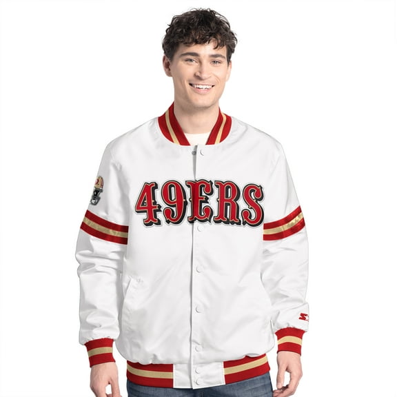 Men's-Starter  White San Francisco 49ers Scout Full-Snap Varsity Jacket