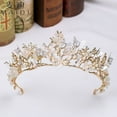 thumbnail image 4 of Gold Baroque Queen Crown Wedding Bridal Crystal Crown and Tiara Handmade Dragonfly Tiara for Women (White Rhinestones), 4 of 5