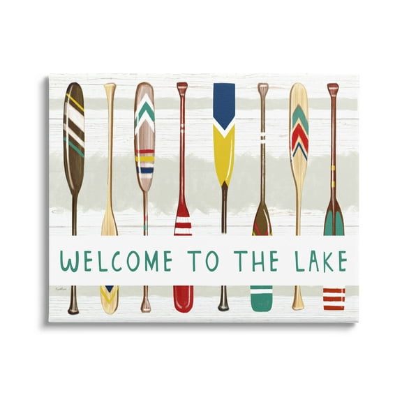 Stupell Industries Lake House Welcome Boat Paddles Graphic Art Gallery Wrapped Canvas Print Wall Art, Design by Elizabeth Tyndall