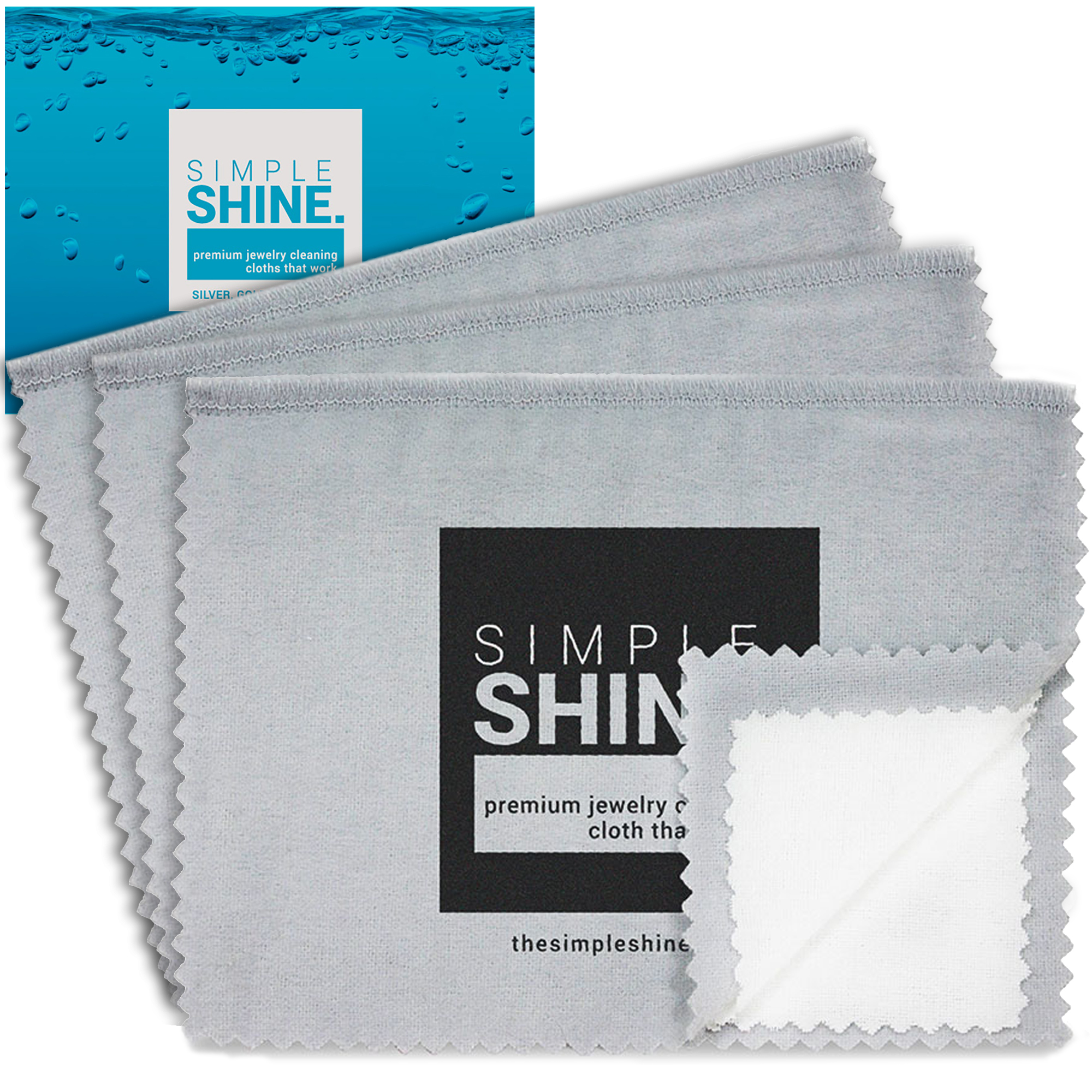 Simple Shine Set of 3 Premium Jewelry Cleaning Cloths for Silver Gold