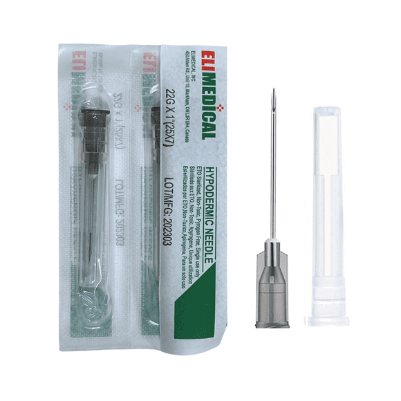 Elimedical Veterinary Hypodermic Syringe, Poly Hub 22G x 1", 100pcs/box NDL2225
