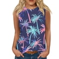 thumbnail image 1 of Snorda Débardeurs pour Femmes Grande Taille Mode Féminine Décontractée Été Imprimé Sans Manches Col Rond Haut Blouse Débardeur P-5TG, 1 of 5