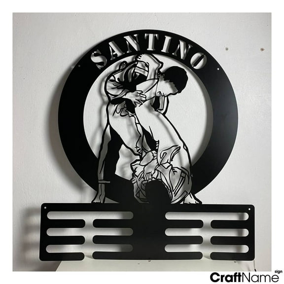 Craftnamesign Custom Metal Jiu Jitsu Medal Hanger, BJJ Medal Display Wall Art Decor