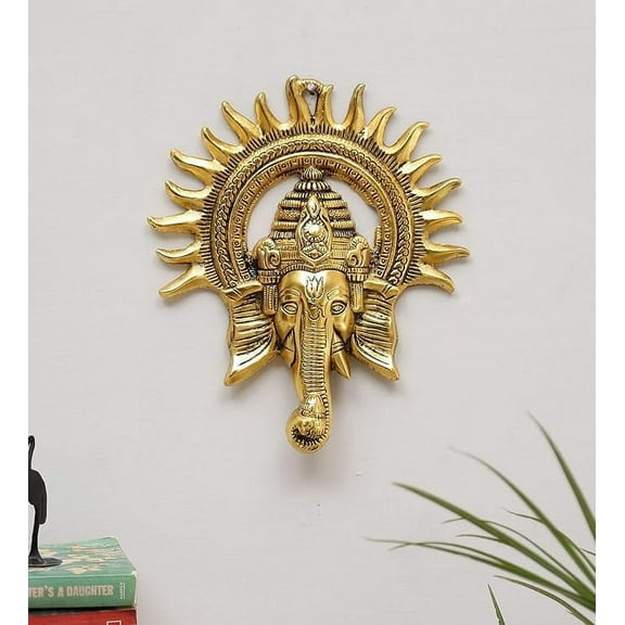 Metal Ganesha ji Statue,Ganpati Wall Hanging Sculpture Lord Ganesh Idol Lucky Feng Shui Wall Decor Your Home, Office,Religious Gift Article Decorative,Showpiece Figurines...