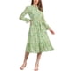 thumbnail image 2 of Vestido de mujer Inspire Chic con flores, cuello alto, volantes, mangas largas, fluido, de gasa, corte A, midi, verde, talla S, 2 of 6