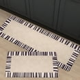 thumbnail image 2 of 2 Piece Kitchen Mat, Anti-Fatigue Cushioned Kitchen Mats Set for Floor, Waterproof Non Slip Comfort Standing Mat, Scandi Lines Border Kitchen Rug, 17"x30"+17"x47", Black & Natural Beige, 2 of 6