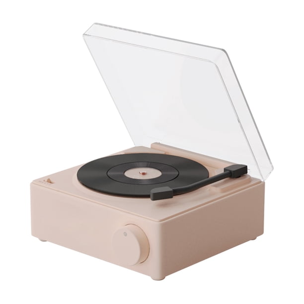 Pisexur Electrónica para Hombres Nuevo Vinilo Vintage Bluetooth Audio y Reloj Despertador Fonógrafo Vintage Altavoz Bluetooth Pegamento Negro Tarjeta de Carga Inalámbrica Bluetooth Audio Fonógrafo Re