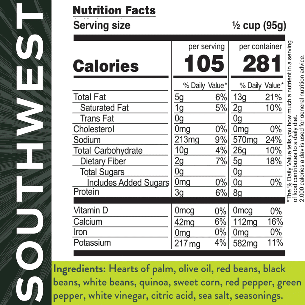 Keto Bowl Ready Meal Hearts of Palm by Natural Heaven - Southwest Size: 3-Pack