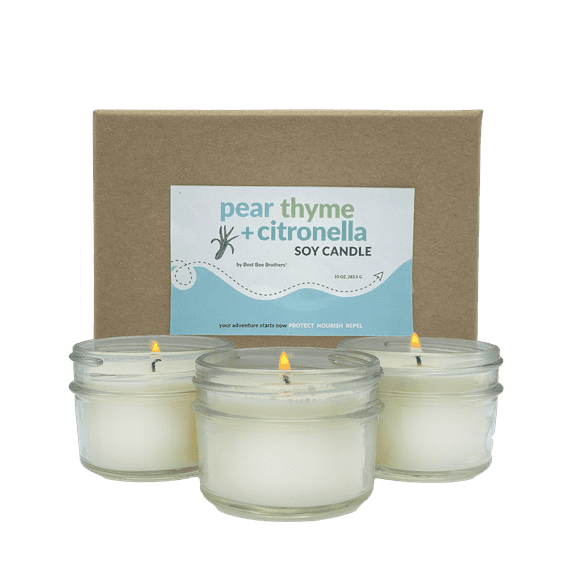 Pear Thyme Citronella Soy Candle - 3oz 3 Pack, Best Bee Brothers