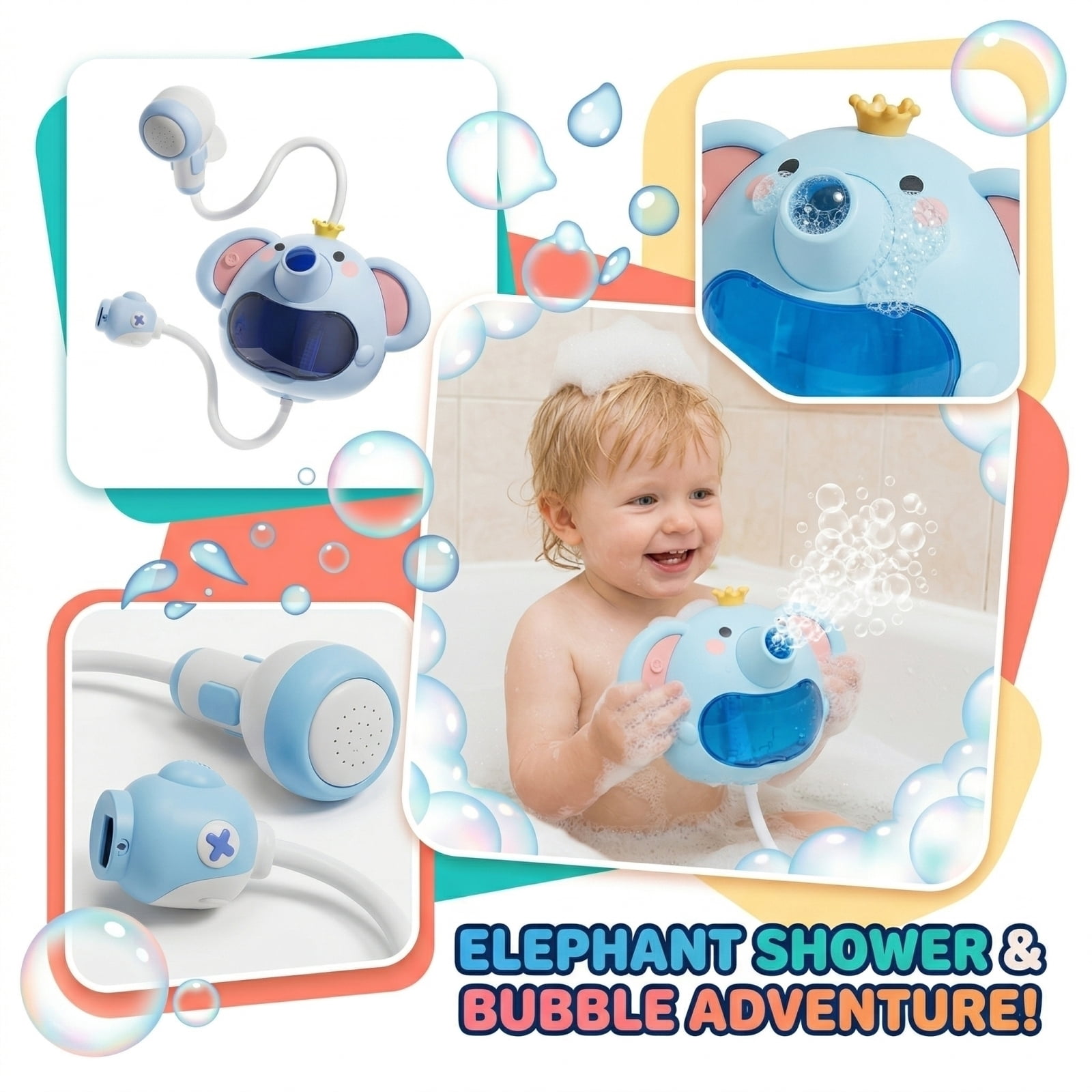 Elephant Spitting Bubble Shower Toy, Children's Water Play, Electric Water Spray, Summer Baby Shower In The Bathroom (Purple)